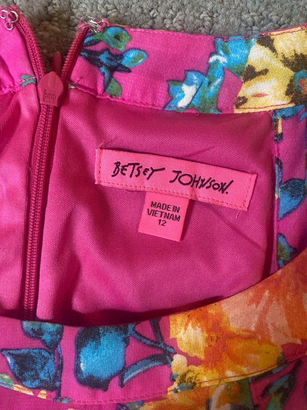 Betsey Johnson Pink Floral Dress Top Size 12 - Picture 2 of 3